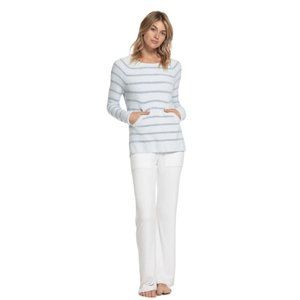 Barefoot Dreams Cozychic Lite Striped Raglan Pullover In Pearl Size M